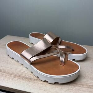 Santorini Handmade Leather Sandals Greek Rose Gold size 40 US 9 Platform Shoes